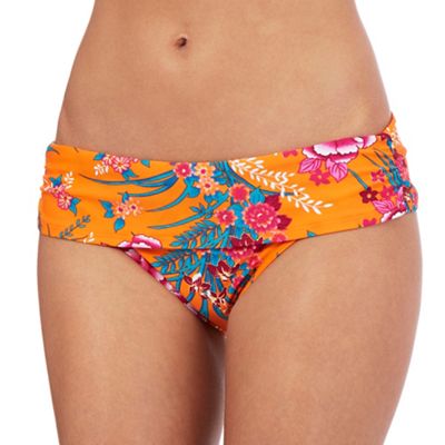 Gorgeous DD+ Orange floral print folded waist bikini bottoms